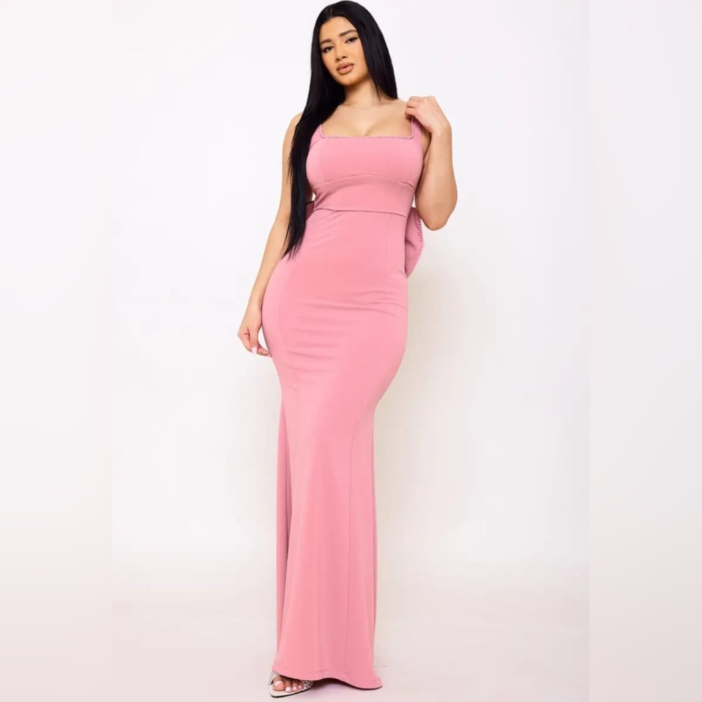 Symphony Pink Strapless Bodycon Maxi Dress